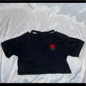 Cute rose black crop top